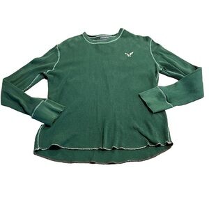 American Eagle Men’s Vintage Fit Green Waffle Thermal Long Sleeve Shirt Large
